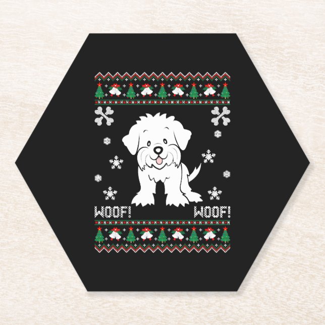 Posavasos De Papel Suéter de los Navidades feos de Malta (Anverso)