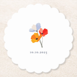 Posavasos De Papel Summer Poppy Special Event Date Shower