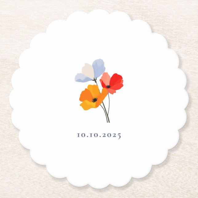 Posavasos De Papel Summer Poppy Special Event Date Shower (Anverso)