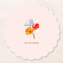 Posavasos De Papel Summer Poppy Special Event Date Shower