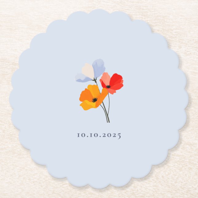 Posavasos De Papel Summer Poppy Special Event Date Shower (Anverso)