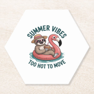 Posavasos De Papel Summer Vibes Sloth Funny Lazy Float