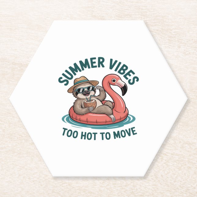 Posavasos De Papel Summer Vibes Sloth Funny Lazy Float (Anverso)