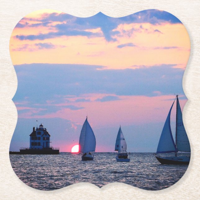 Posavasos de papel Sunset Sail (Anverso)