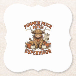 Posavasos De Papel Supervisor de Parche de Calabaza Vaca Highland Cam