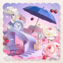 Posavasos De Papel Surreal White Peonies Dreamy Coaster Set