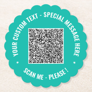 Posavasos De Papel Sus Portavasos de Papel con Código QR Texto Person