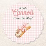 Posavasos De Papel Sweet Cannoli Pink Bow Girl Italian Baby Shower<br><div class="desc">Planning a Little Cannoli Baby Shower? This adorable Italian themed baby shower Paper Coaster features watercolor cannoli pastries and a sweet bakery aesthetic in pink colors. Perfect for a Sweet Little Cannoli Is on the Way celebration.</div>