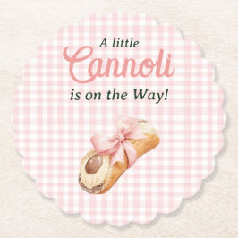 Posavasos De Papel Sweet Cannoli Pink Bow Girl Italian Baby Shower