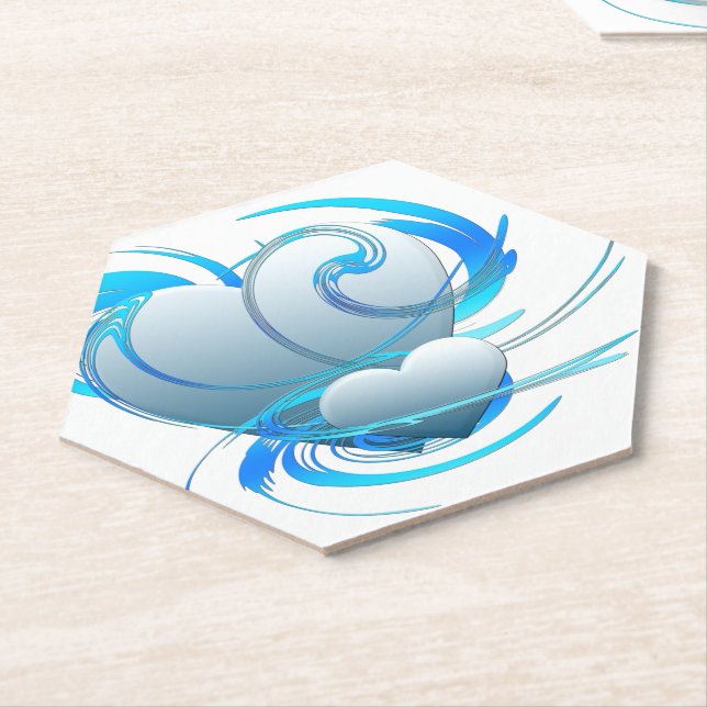 Posavasos De Papel Swirl Hearts (En perspectiva)