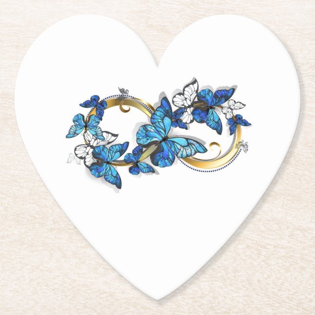 Posavasos De Papel Symbol Infinity of Blue Morpho Butterflies (Anverso)