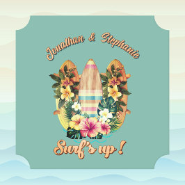 Posavasos De Papel Tablas de surf Tropical Hawaiian Flowers Monograma