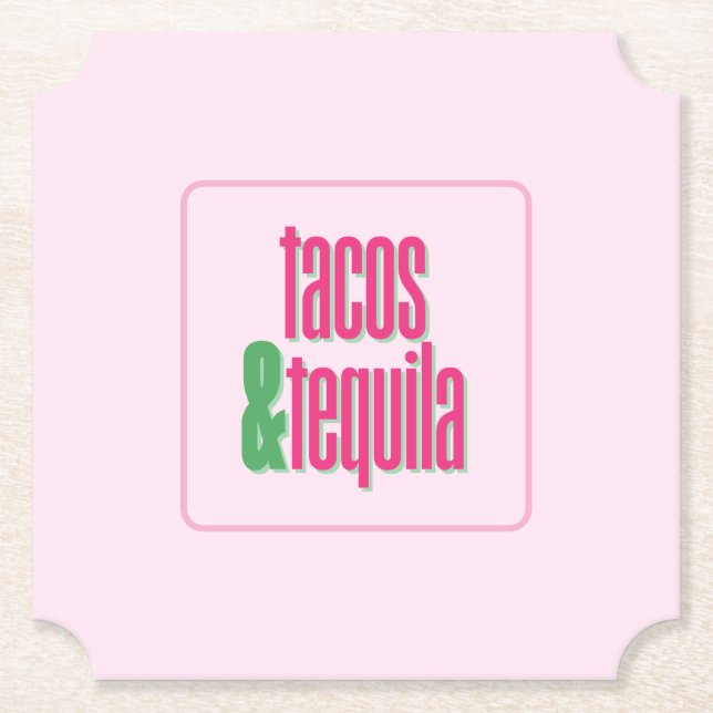 Posavasos De Papel Tacos Tequila Tema Mexicano (Anverso)