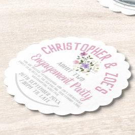 Posavasos De Papel Tarjeta de invitación para fiesta de compromiso en