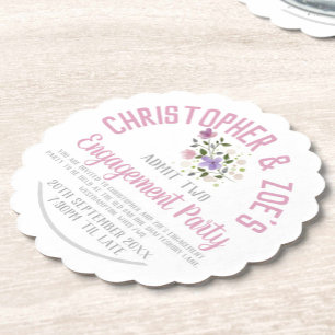 Posavasos De Papel Tarjeta de invitación para fiesta de compromiso en