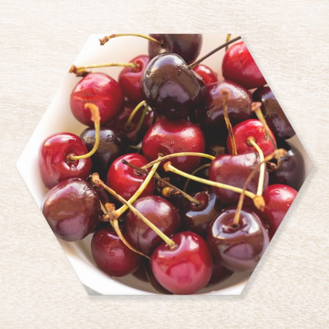 Posavasos De Papel tazón de cerezas (Anverso)
