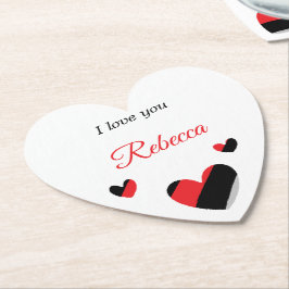 Posavasos De Papel Te amo los corazones coloridos blancos