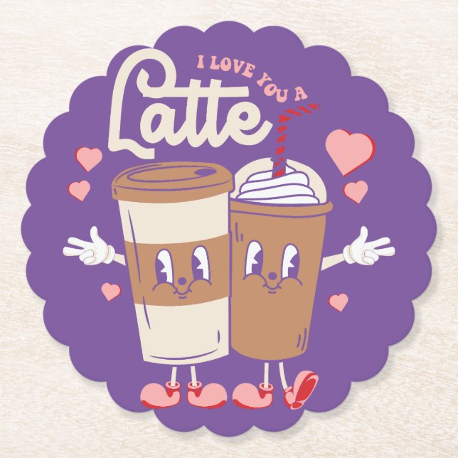 Posavasos De Papel Te amo San Valentín café de montaña de papel (Anverso)