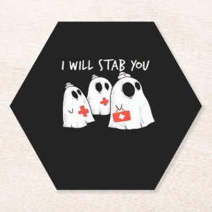 Posavasos De Papel Te Apuñalaré Enfermera Graciosa RN Halloween Gho
