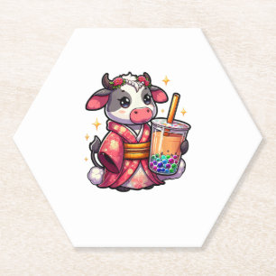 Posavasos De Papel Té de burbuja de vaca de té japonés Kimono _1_1