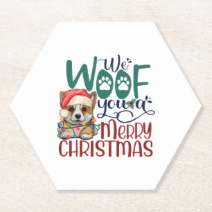 Posavasos De Papel Te deseamos una Feliz Navidad - Divertido perro de