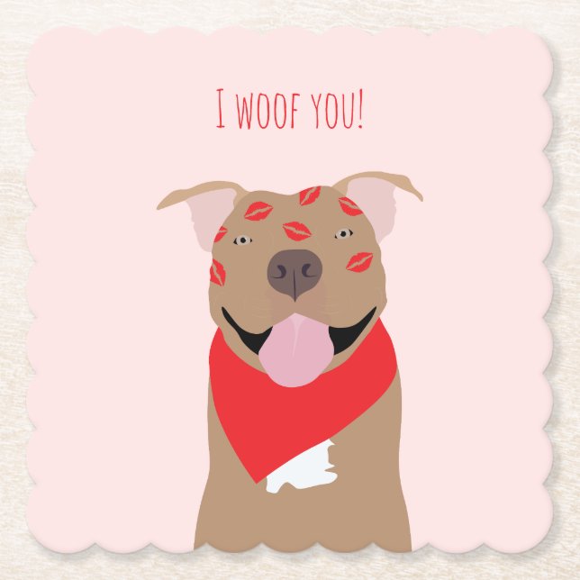 Posavasos De Papel Te Woof American Bulldog Kiss Marks (Anverso)