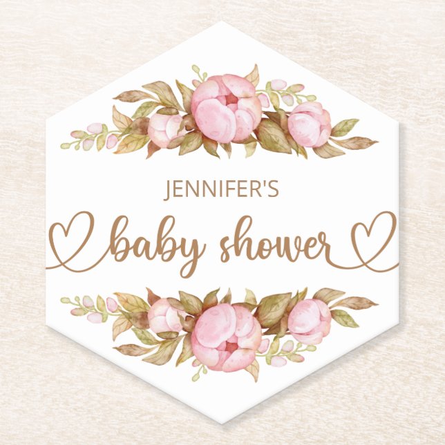 Posavasos De Papel Teddy Bear Baby Bear Baby Shower Floral (Anverso)