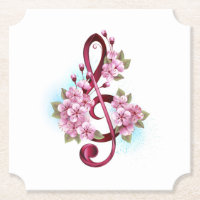 Tejidos musicales notas de colores con flores de S