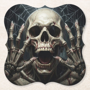 Posavasos De Papel Telarañas, Calavera y Huesos Halloween Espeluznant