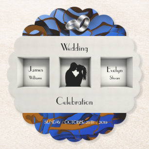 Posavasos De Papel Tema Azul Real Contemporáneo Moderno Abstracto