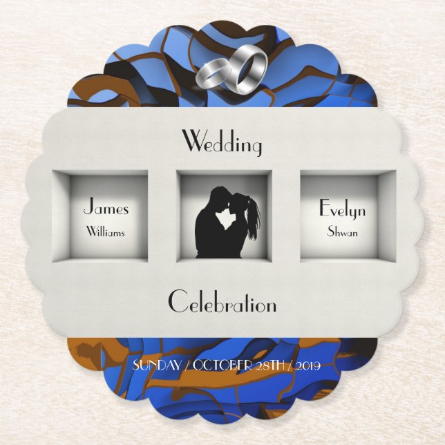 Posavasos De Papel Tema Azul Real Contemporáneo Moderno Abstracto (Anverso)