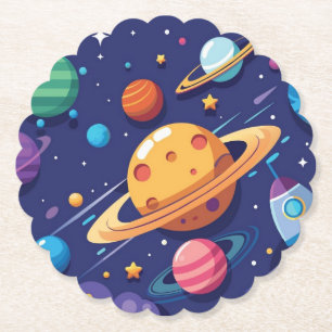 Posavasos De Papel Tema de espacio y planeta