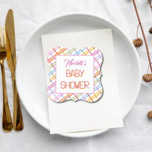 Posavasos De Papel Tema de fiesta de bebé de cuadros coloridos modern