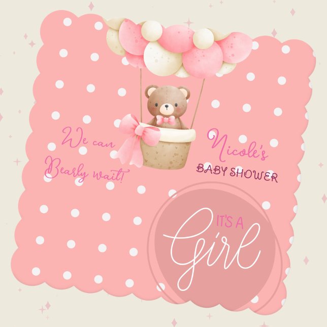 Posavasos De Papel Tema Del Oso Peach Peach Hot Air Balloon Baby Show (Bear Theme Pink Peach Hot Air Balloon Baby Shower Theme)