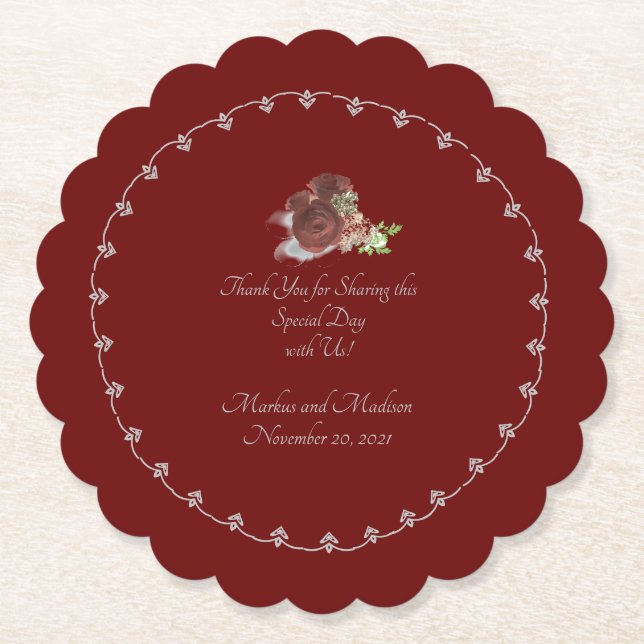 Posavasos De Papel Tema del Rosa de Borgoña (Anverso)