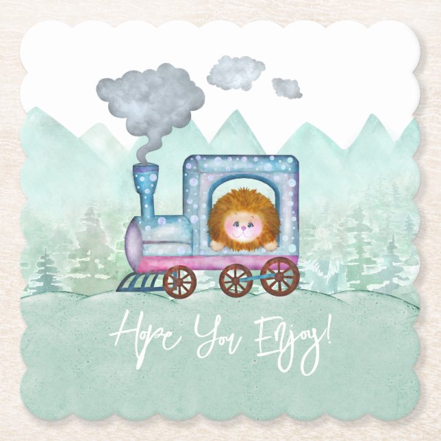 Posavasos De Papel Tema fotográfico Boys Cute Train Travel (Anverso)