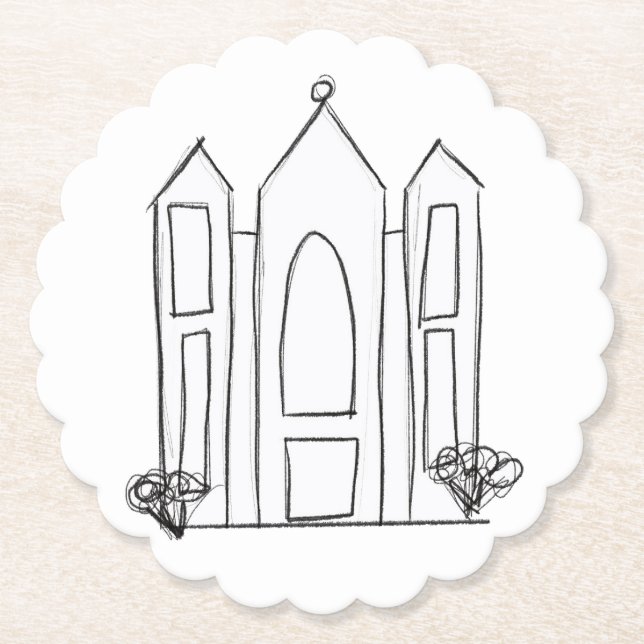Posavasos De Papel Templo LDS Salt Lake City simple mormón moderno   (Anverso)