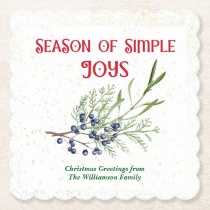 Posavasos De Papel Temporada de Simples Placeres Juniper Azul Navidad