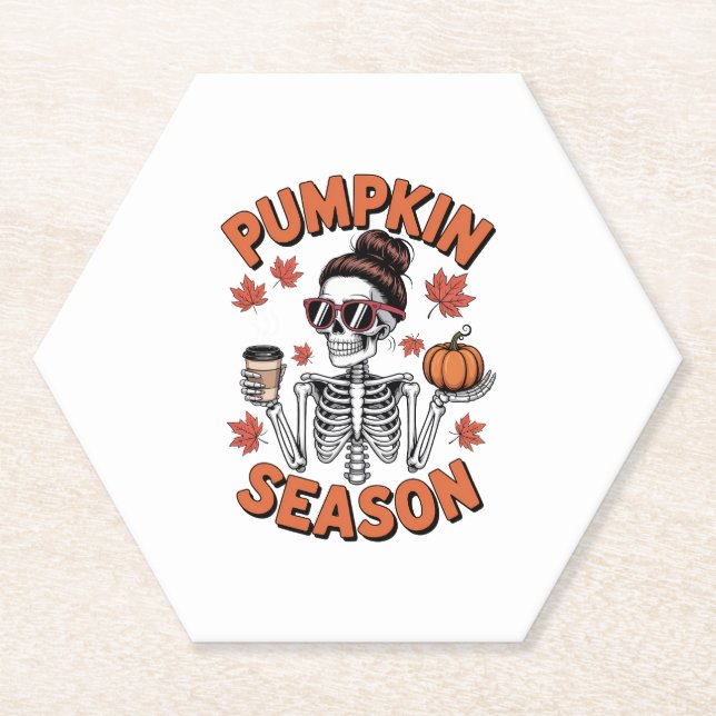 Posavasos De Papel Temporada otoño de calabaza (Anverso)