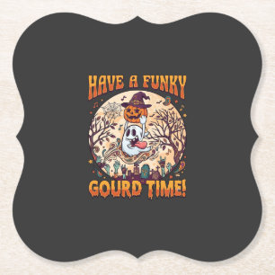 Posavasos De Papel Tener tiempo de calabaza funky Halloween Fantasma 