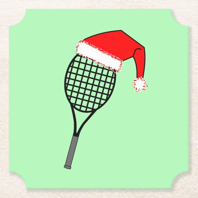 Posavasos De Papel Tenis Racket Santa Hat (Anverso)