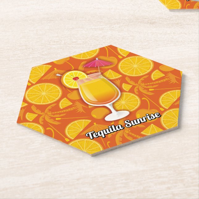 Posavasos De Papel Tequila Sunrise Cocktail (En perspectiva)