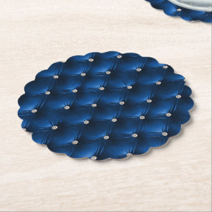 Posavasos De Papel Terciopelo Falso Azul Glam de Lujo