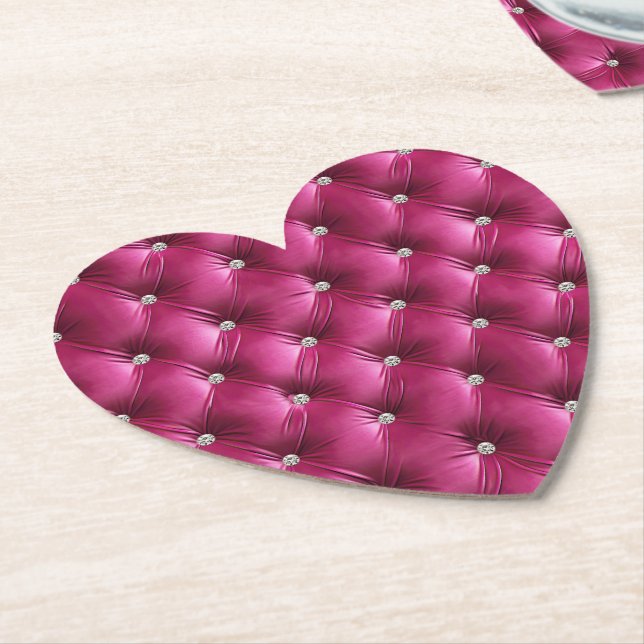 Posavasos De Papel Terciopelo Falso Rosa Glam de Lujo (En perspectiva)