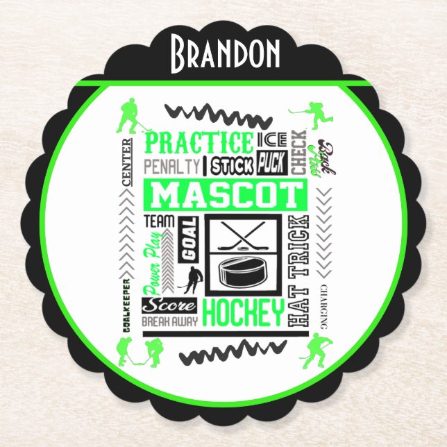 Posavasos De Papel Terminología de hockey masculino personalizada Neo (Anverso)