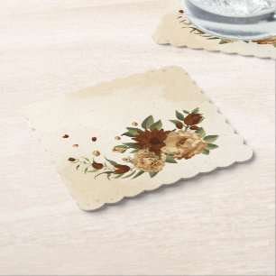 Posavasos De Papel terracota floral verde rústico