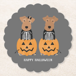 Posavasos De Papel Terrier Galés Esqueleto de Halloween