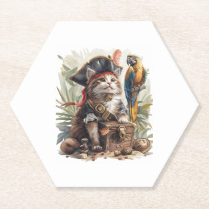 Posavasos De Papel Tesoro de gato pirata
