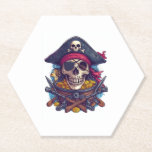Posavasos De Papel Tesoro pirata de cráneo<br><div class="desc">Tesoro pirata de cráneo</div>