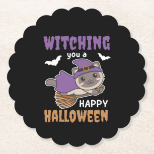 Posavasos De Papel Testigos De Brujas De Gato Te Toman Una Feliz Hall